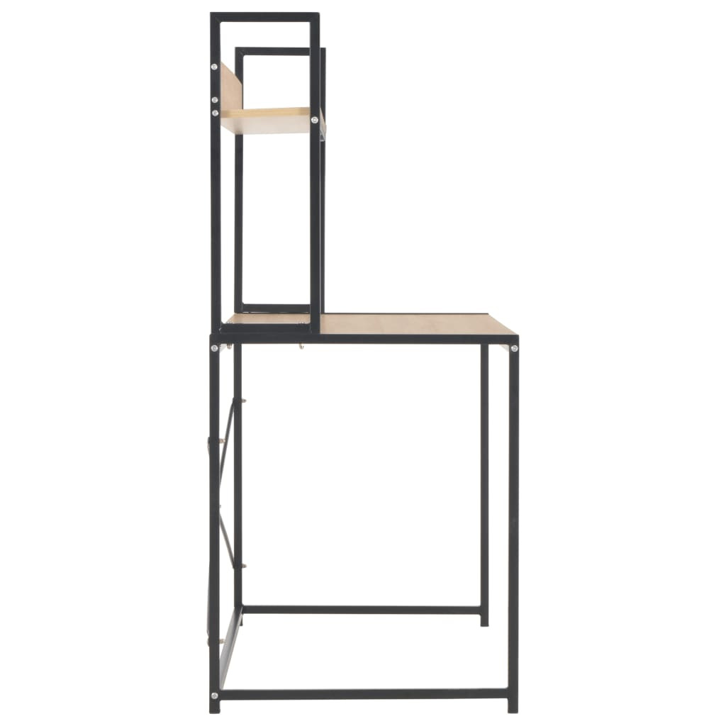 vidaXL Computer Desk Black and Oak 47.2"x23.6"x54.3"