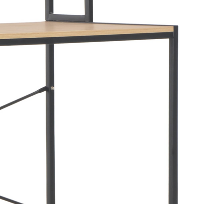 vidaXL Computer Desk Black and Oak 47.2"x23.6"x54.3"