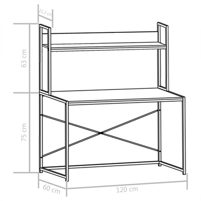 vidaXL Computer Desk Black and Oak 47.2"x23.6"x54.3"