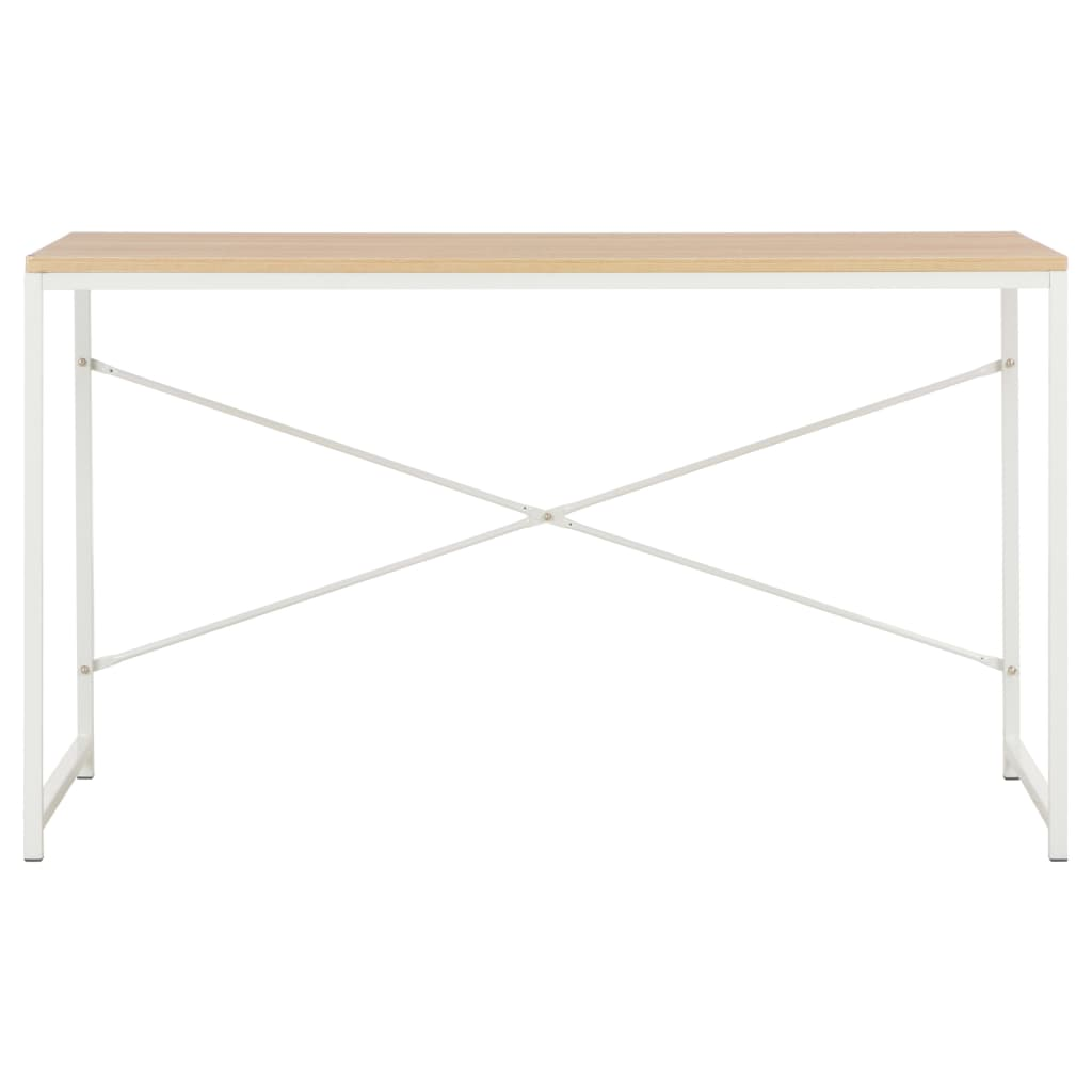 vidaXL Computer Desk White and Oak 47.2"x23.6"x27.6"