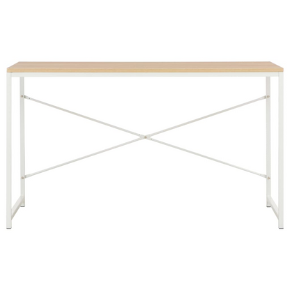 vidaXL Computer Desk White and Oak 47.2"x23.6"x27.6"