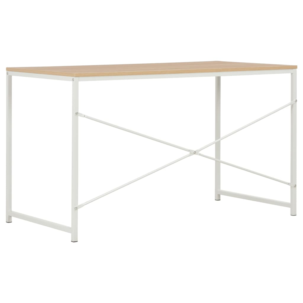vidaXL Computer Desk White and Oak 47.2"x23.6"x27.6"