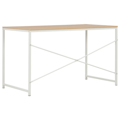 vidaXL Computer Desk White and Oak 47.2"x23.6"x27.6"