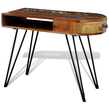 vidaXL Desk Reclaimed Solid Wood with Iron Legs