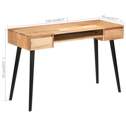 vidaXL Writing Table Solid Acacia Wood 46.5"x17.7"x29.9"