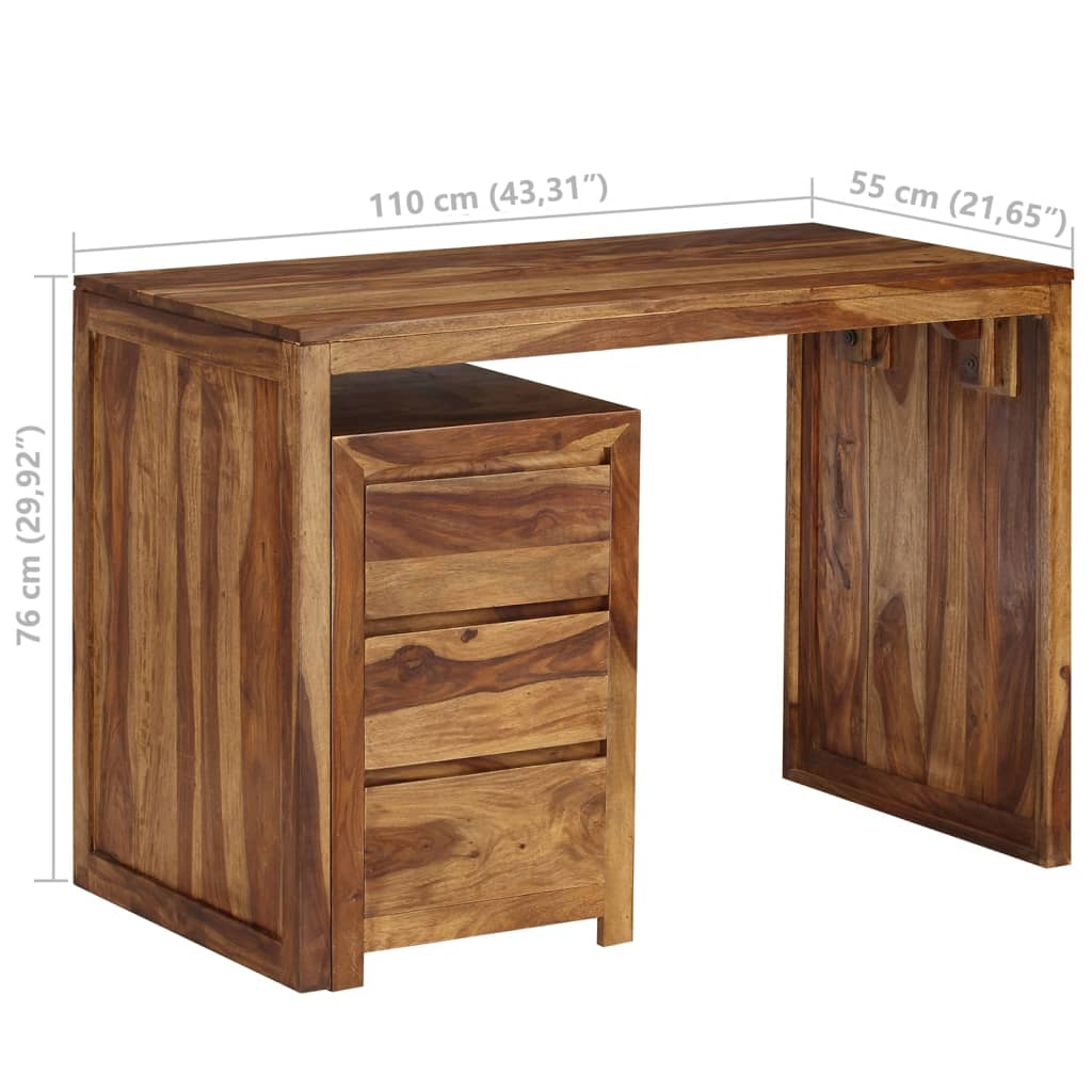 vidaXL Writing Table Solid Sheesham Wood 43.3"x21.7"x29.9"