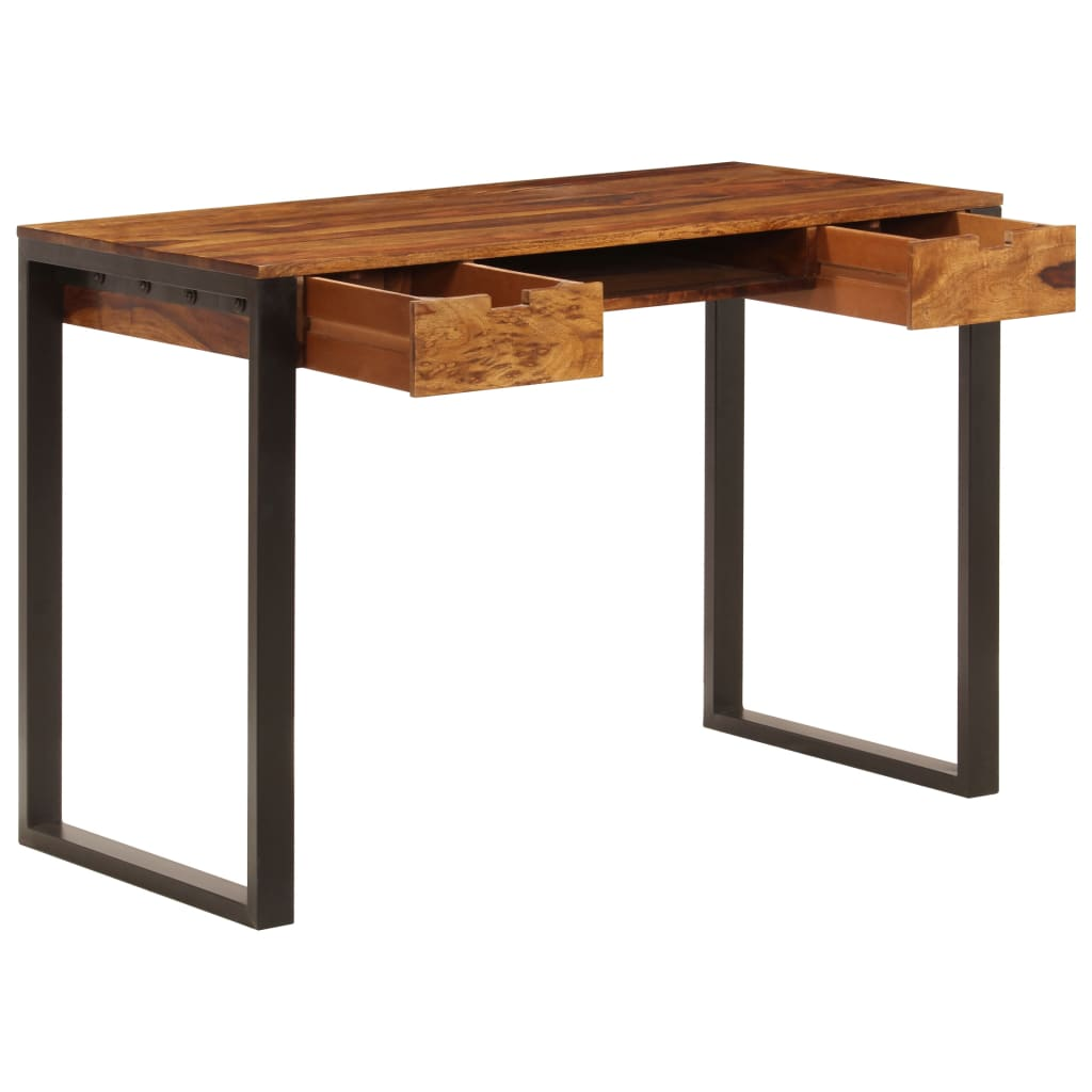 vidaXL Desk 43.3"x21.7"x30.7" Solid Sheesham Wood and Steel