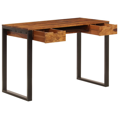 vidaXL Desk 43.3"x21.7"x30.7" Solid Sheesham Wood and Steel