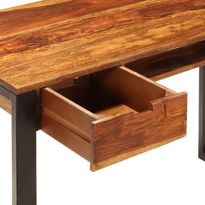 vidaXL Desk 43.3"x21.7"x30.7" Solid Sheesham Wood and Steel