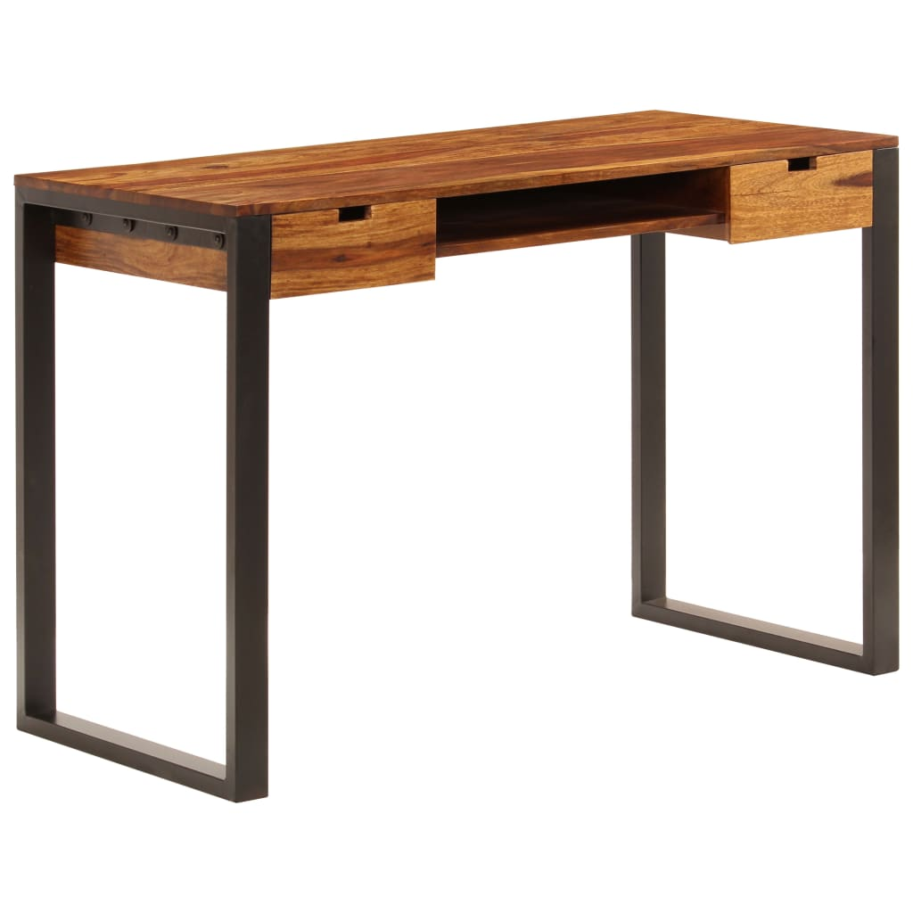 vidaXL Desk 43.3"x21.7"x30.7" Solid Sheesham Wood and Steel