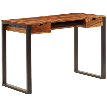 vidaXL Desk 43.3"x21.7"x30.7" Solid Sheesham Wood and Steel