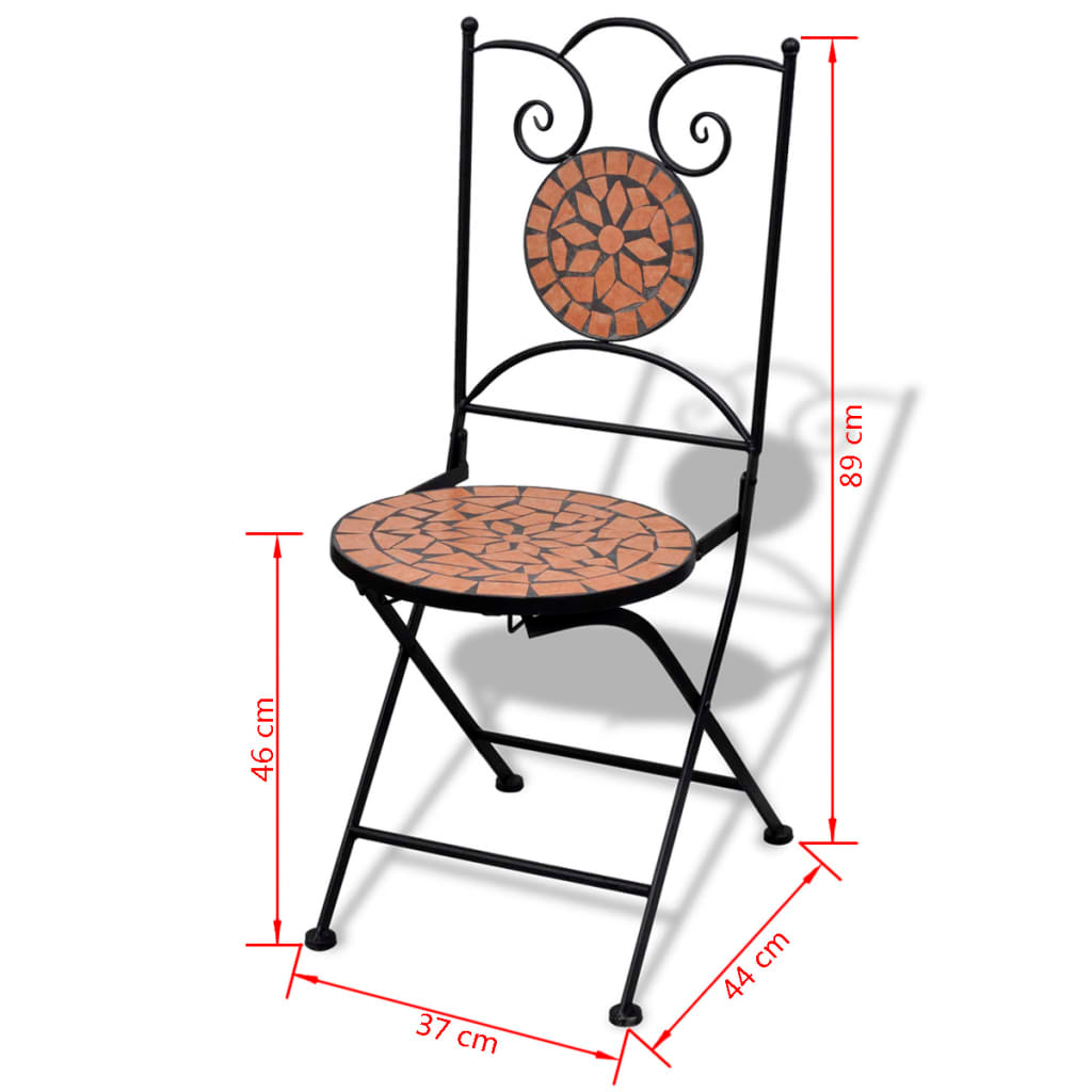 vidaXL 3 Piece Bistro Set Ceramic Tile Terracotta