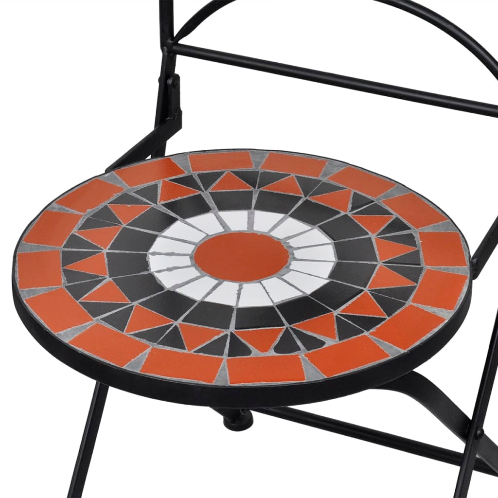 vidaXL 3 Piece Bistro Set Ceramic Tile Terracotta and White
