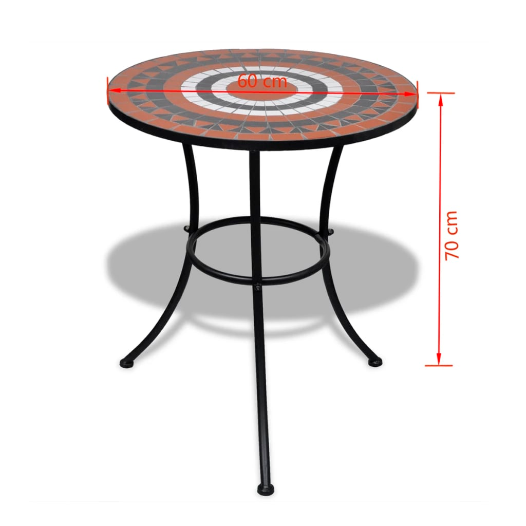 vidaXL 3 Piece Bistro Set Ceramic Tile Terracotta and White