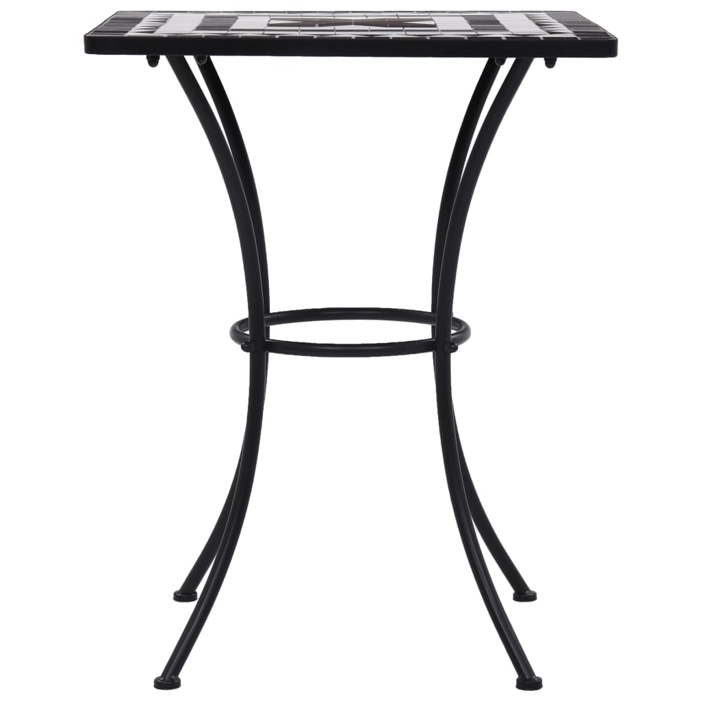 vidaXL 3 Piece Mosaic Bistro Set Ceramic Tile Black and White
