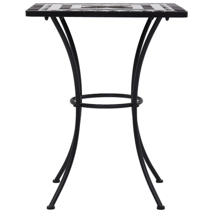 vidaXL 3 Piece Mosaic Bistro Set Ceramic Tile Black and White