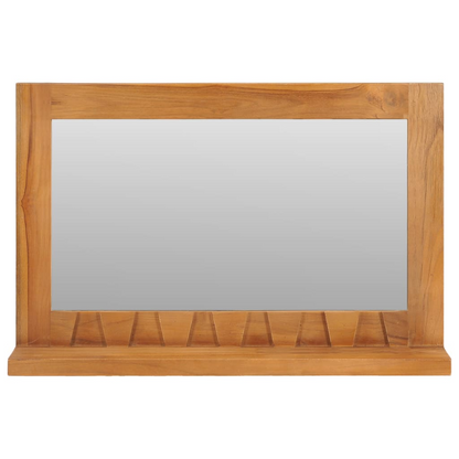 vidaXL Wall Mirror with Shelf 23.6"x4.7"x15.7" Solid Teak Wood