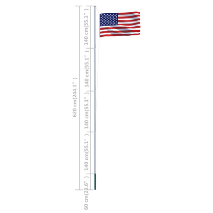 vidaXL US Flag and Pole Aluminum 20.3'