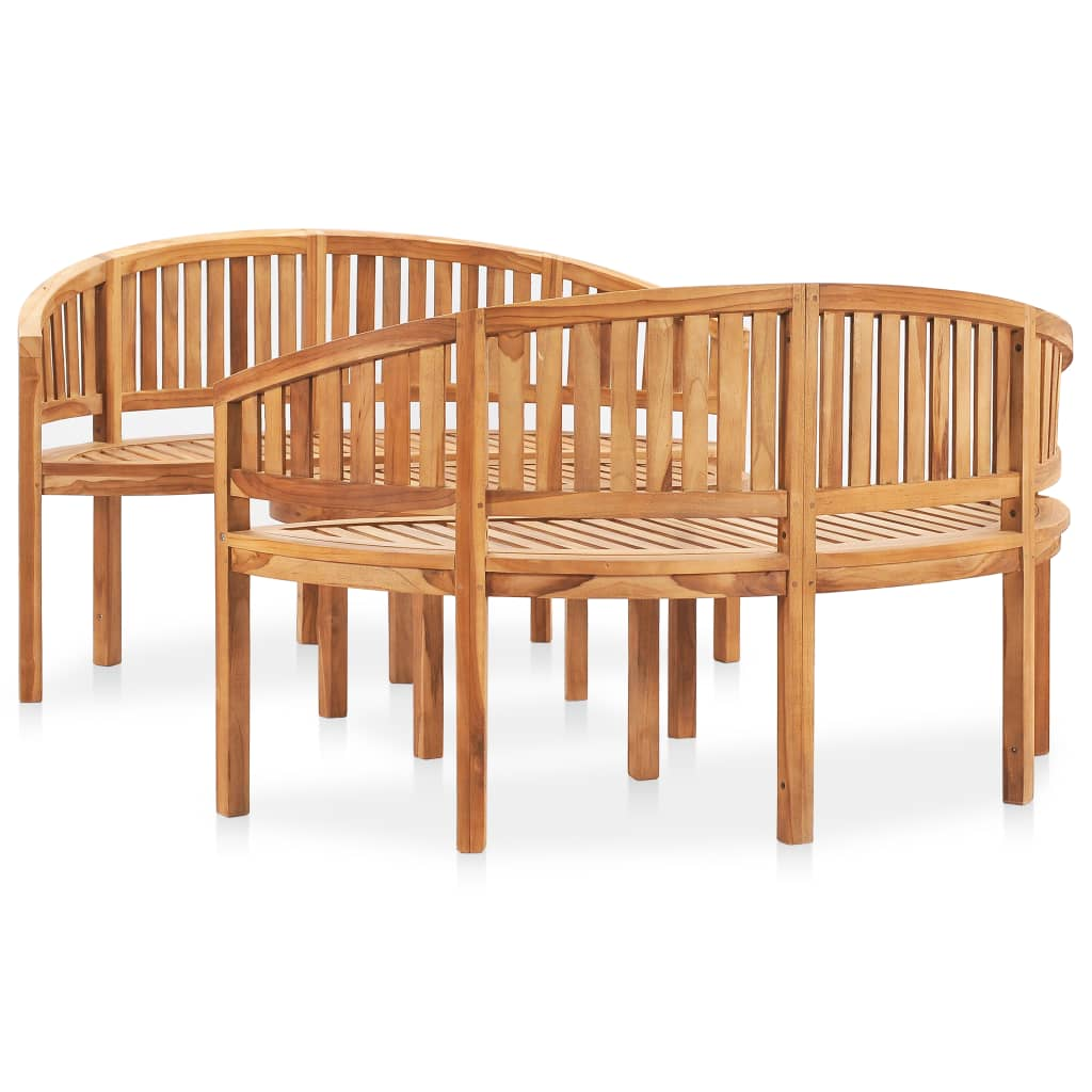 vidaXL 3 Piece Banana Patio Lounge Set Solid Teak Wood