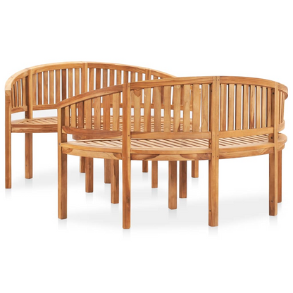 vidaXL 3 Piece Banana Patio Lounge Set Solid Teak Wood