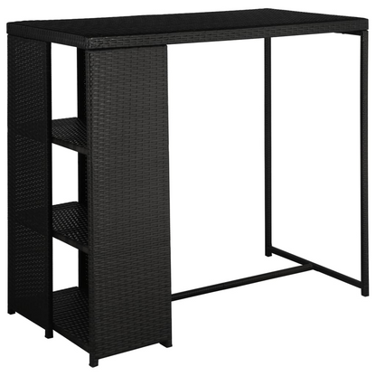 vidaXL 5 Piece Patio Bar Set with Cushions Poly Rattan Black