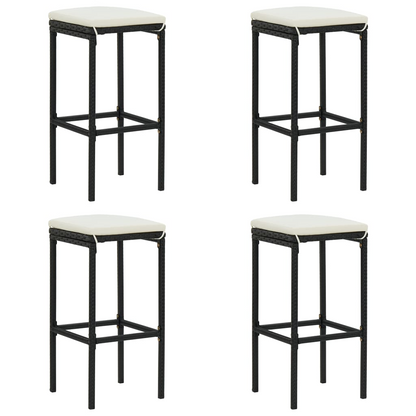 vidaXL 5 Piece Patio Bar Set with Cushions Poly Rattan Black
