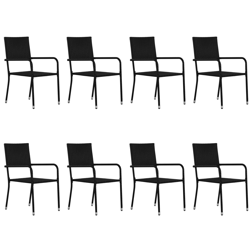 vidaXL 9 Piece Patio Dining Set Black