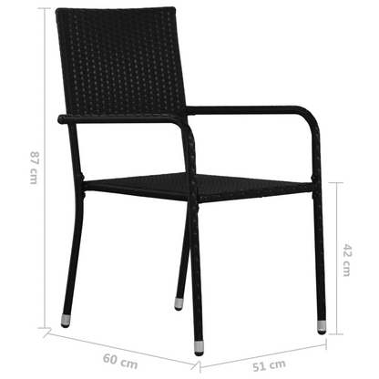 vidaXL 9 Piece Patio Dining Set Black