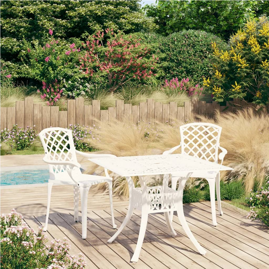 vidaXL 3 Piece Bistro Set Cast Aluminum White