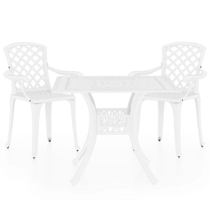 vidaXL 3 Piece Bistro Set Cast Aluminum White