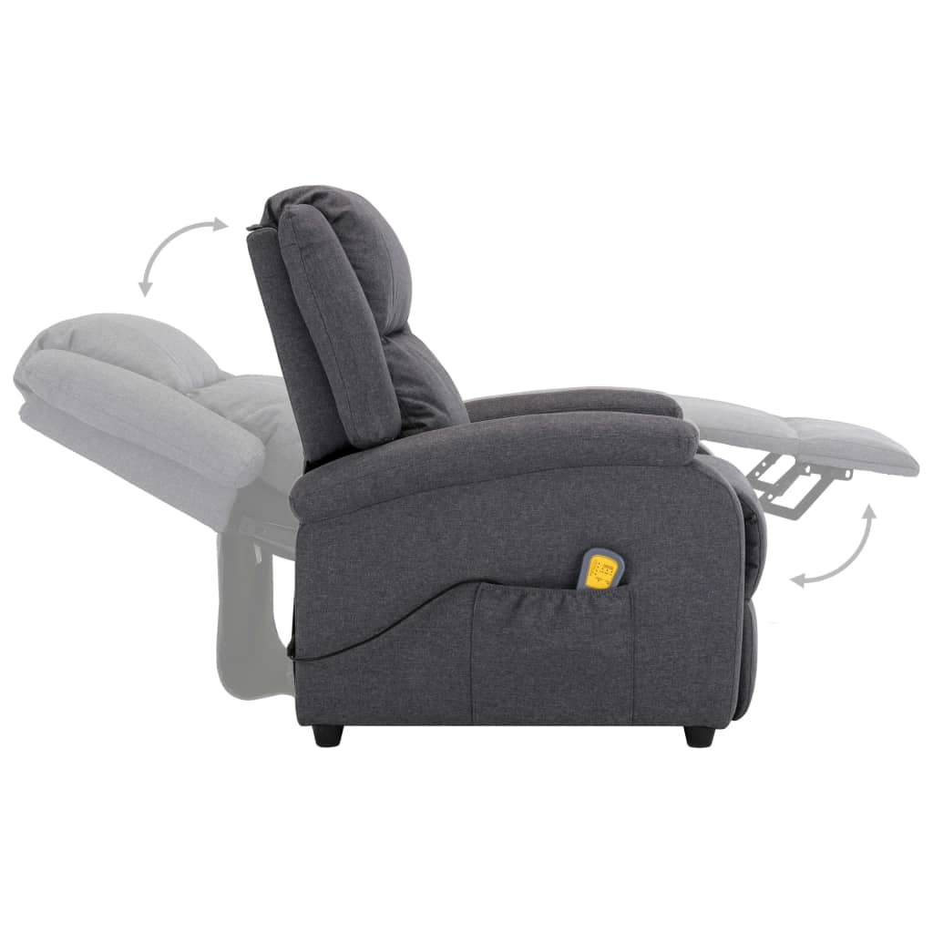 vidaXL Massage Recliner Dark Gray Fabric
