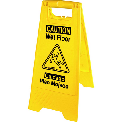 Genuine Joe Universal Graphic Wet Floor Sign - 6 / Carton - Wet Floor Print/Message - Foldable - Yellow