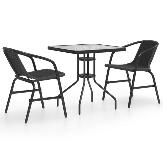 vidaXL 3 Piece Patio Dining Set Black