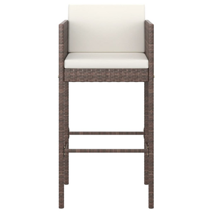 vidaXL 3 Piece Patio Bar Set with Cushions Poly Rattan Brown