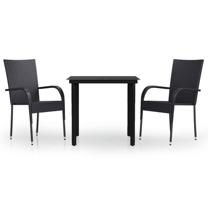 vidaXL 3 Piece Patio Dining Set Black