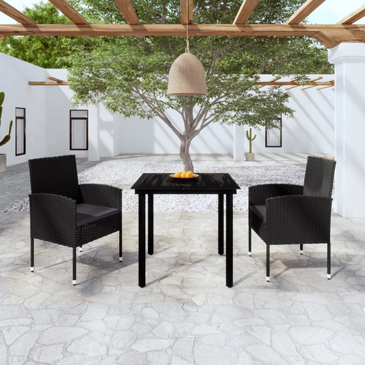 vidaXL 3 Piece Patio Dining Set Black