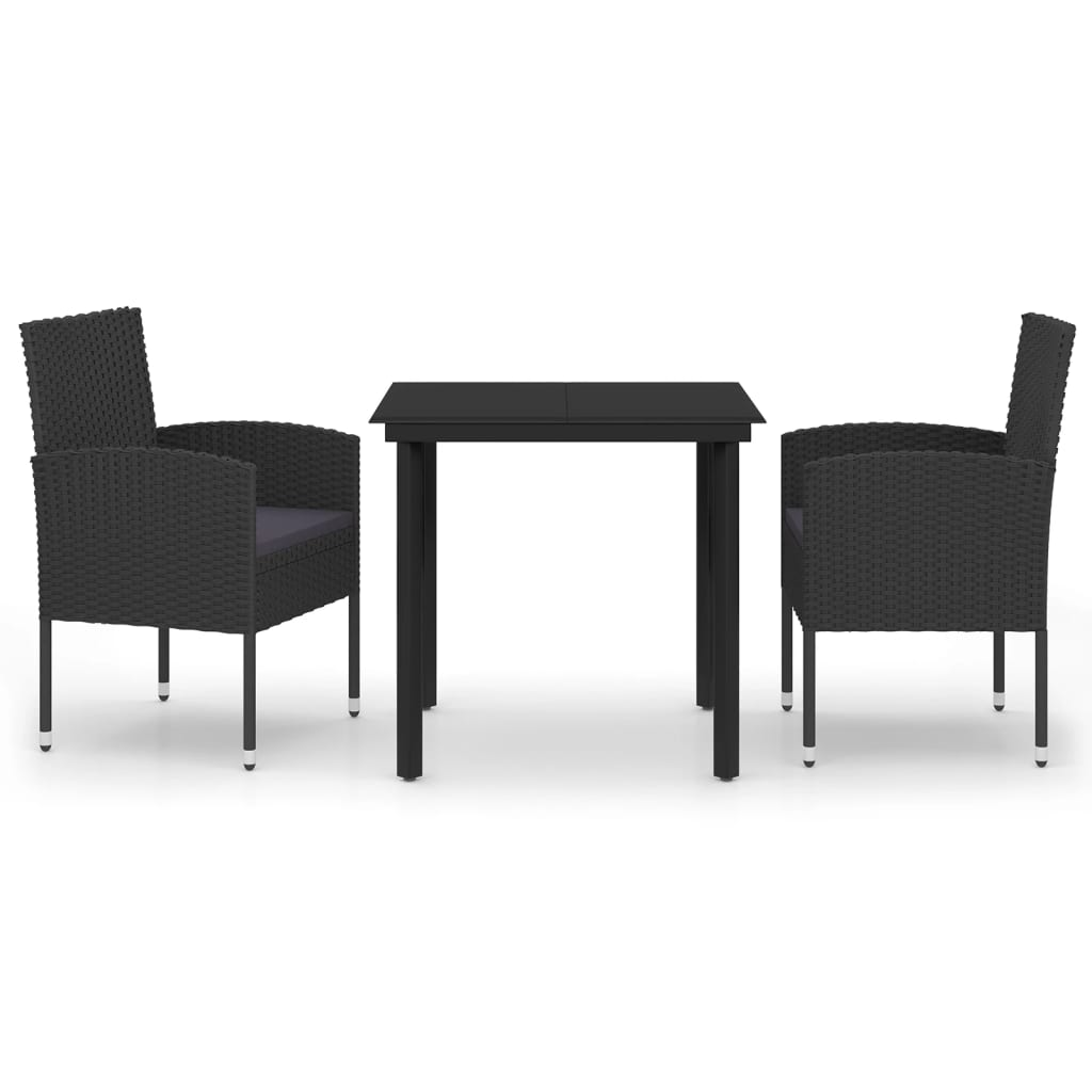 vidaXL 3 Piece Patio Dining Set Black