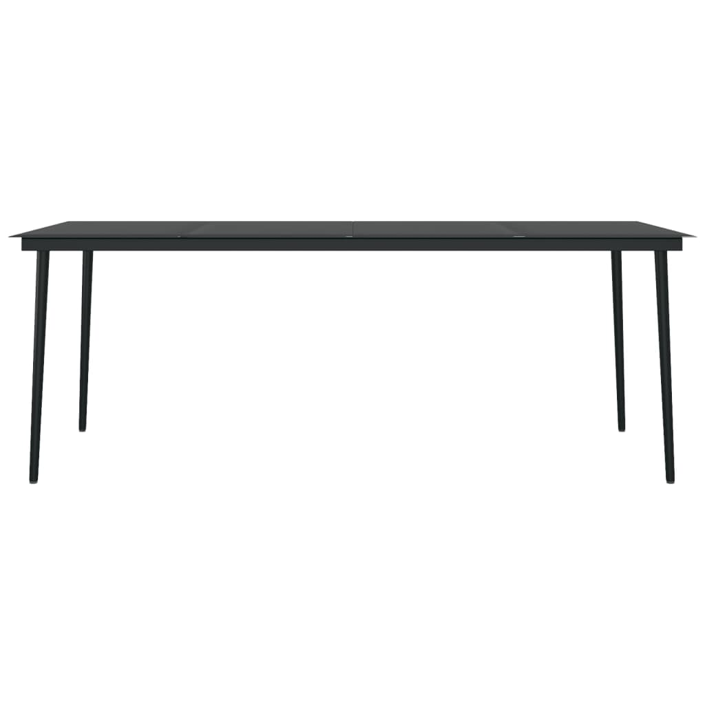 vidaXL Patio Dining Table Black 78.7"x39.4"x29.1" Steel and Glass