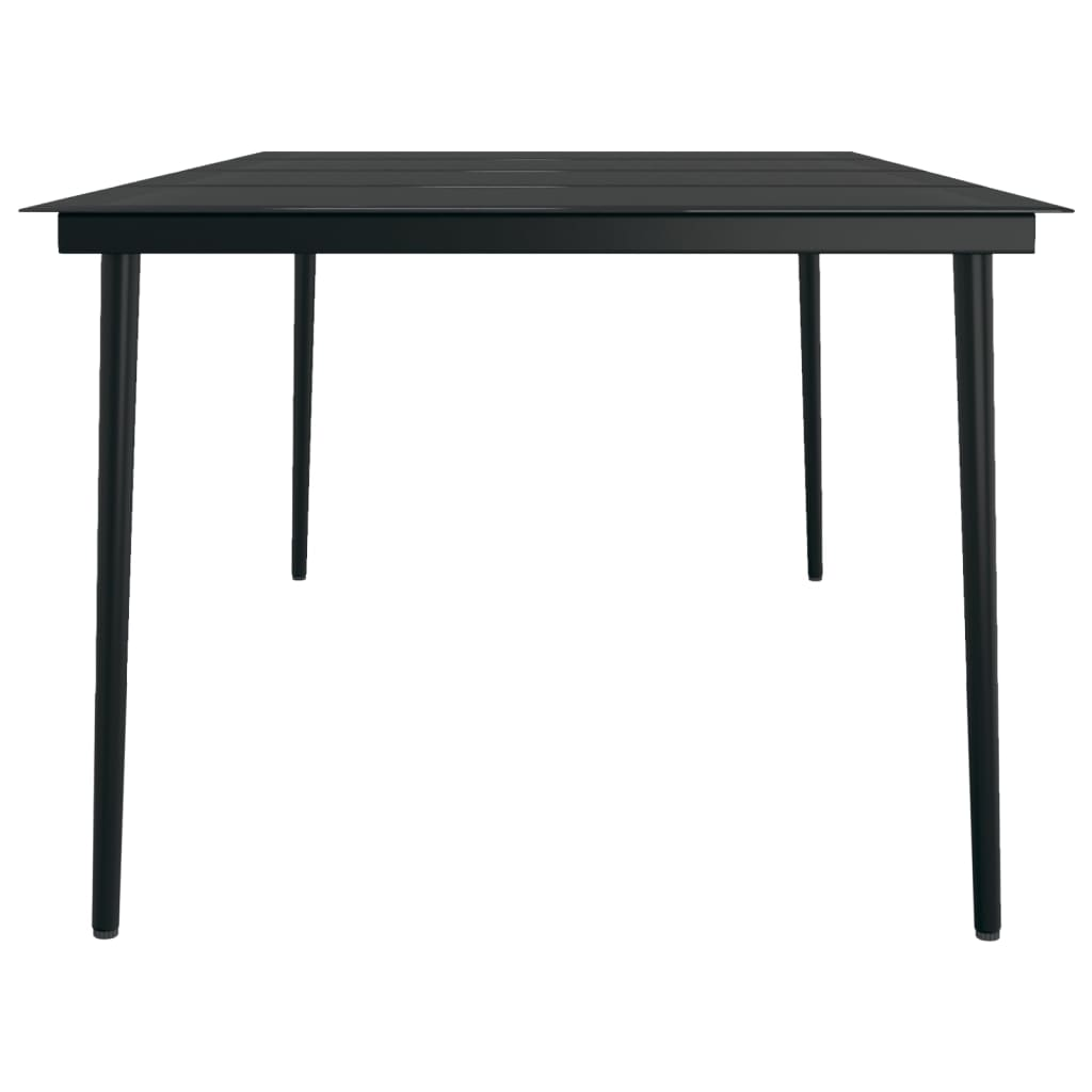 vidaXL Patio Dining Table Black 78.7"x39.4"x29.1" Steel and Glass