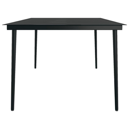 vidaXL Patio Dining Table Black 78.7"x39.4"x29.1" Steel and Glass