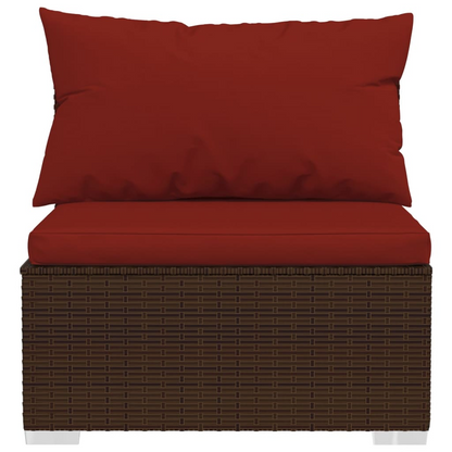 vidaXL 5 Piece Patio Lounge Set with Cushions Poly Rattan Brown