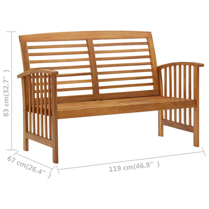 vidaXL 2 Piece Patio Lounge Set Solid Acacia Wood