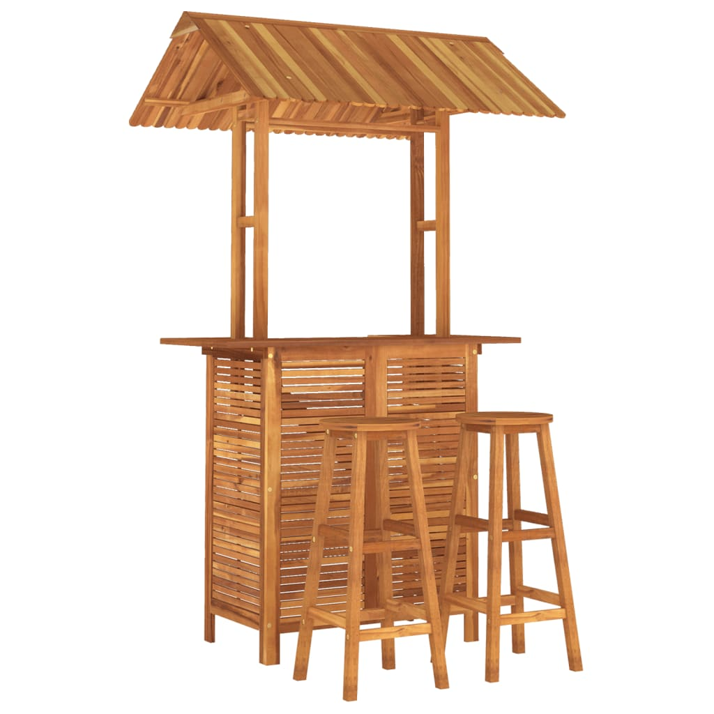 vidaXL 3 Piece Patio Bar Set Solid Wood Acacia
