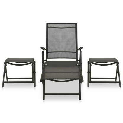 vidaXL 3 Piece Patio Lounge Set Textilene and Aluminum Black