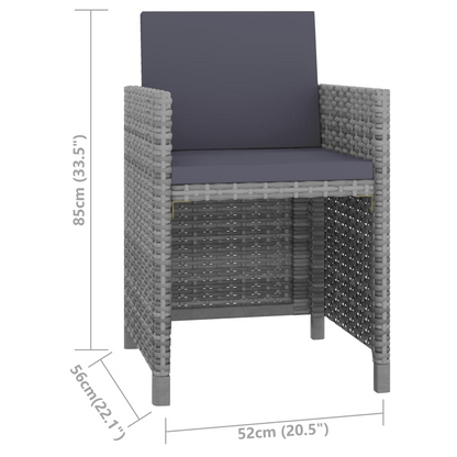 vidaXL 9 Piece Patio Dining Set with Cushions Poly Rattan Anthracite