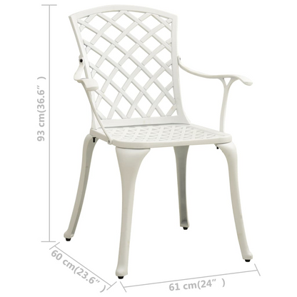 vidaXL 3 Piece Bistro Set Cast Aluminum White
