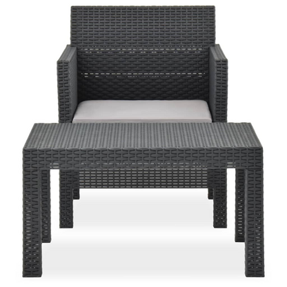 vidaXL 2 Piece Patio Lounge Set with Cushion PP Rattan Anthracite