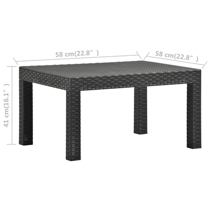 vidaXL 2 Piece Patio Lounge Set with Cushion PP Rattan Anthracite
