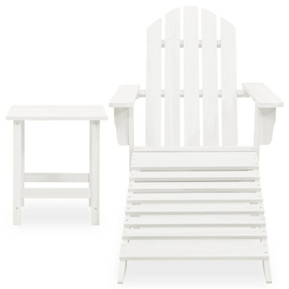 vidaXL Patio Adirondack Chair with Ottoman&Table Solid Fir Wood White