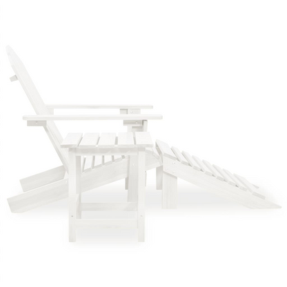 vidaXL Patio Adirondack Chair with Ottoman&Table Solid Fir Wood White